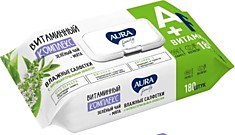 Влажные салфетки Aura Family шалфей-алоэ/зеленый чай-мята клапан 180шт 