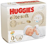 Подгузники Huggies Elite Soft 0 (25шт) <3,5 кг