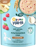 Каша ФрутоНяня Мультизлаковая яблоко, кукурузные хлопья и кусочки малины 200гр молочная с 12мес