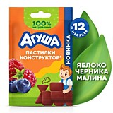 Пастилки фруктовые Агуша яблоко, черника, малина 12гр с 12 мес
