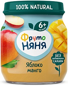 Пюре ФрутоНяня яблоко-манго 100гр с 6мес