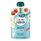 Пауч ФрутоНяня яблоко, банан, клубника с молоком и сахаром 90гр с 12мес