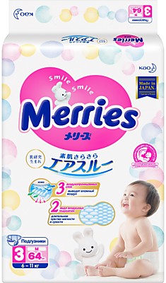 Подгузники Merries M60/64 (6-11кг)