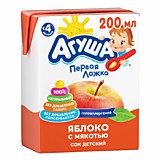 Сок Агуша яблоко с мякотью 200мл  с 4мес.