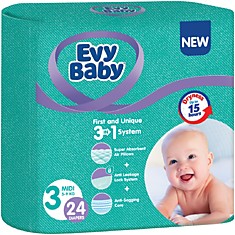 Подгузники Evy Baby 3 (24шт) 5-9кг