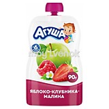 Пауч Агуша яблоко, клубника, малина 90гр с 6мес.