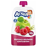 Пауч Агуша яблоко, малина, шиповник 90гр с 6мес.